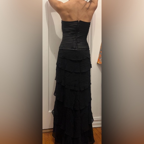 Vintage Silk Layered Black Tadashi Sleeveless Prom Evening Gown - Picture 2 of 16